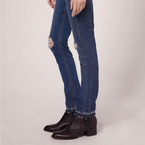 Rag & Bone Dre Skinny Distressed Dark Wash Jeans Colvin Size 26 - Picture 2 of 15
